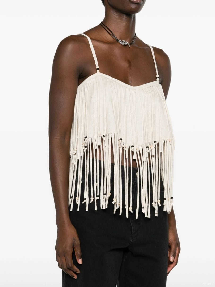Affordable fringed bead-detail Alanui crop Monsoon top Women 0408